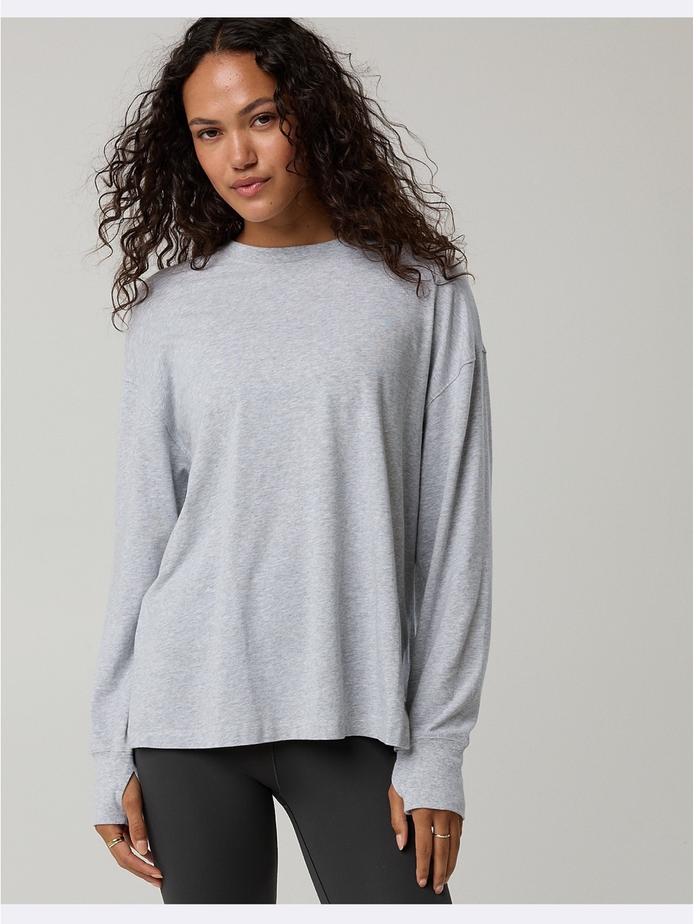 aerie Gray Oversized Long Sleeve Top | Relaxed Fit